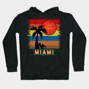 Retro Vintage Miami Beachside Sun Silhouette Hoodie